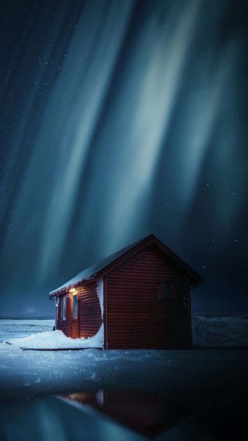Winter Wood Cabin iPhone Wallpaper HD