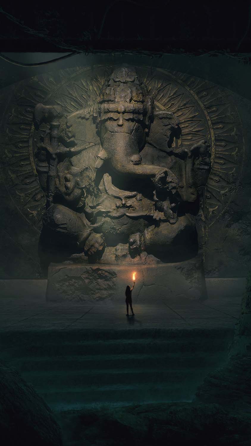 Ancient Hindu Temple Ganesha God iPhone Wallpaper HD