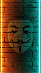 Anonymous Mask Neon Glow iPhone 14 Wallpaper HD
