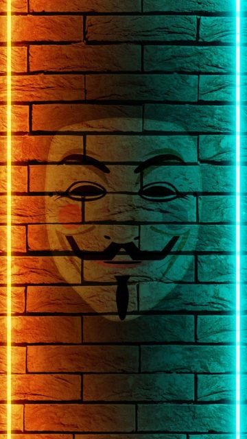 Anonymous Mask Neon Glow iPhone 14 Wallpaper HD