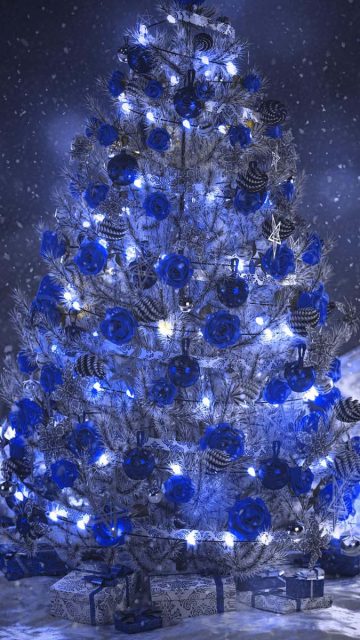 Christmas Tree Blue iPhone Wallpaper HD