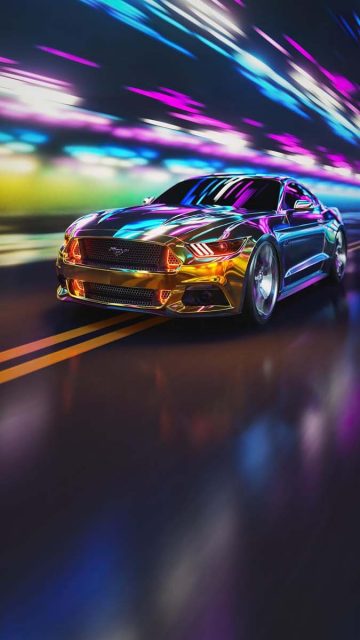 Chrome Mustang iPhone Wallpaper HD
