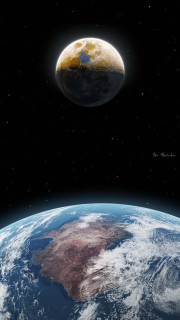 Earth and Moon iPhone Wallpaper HD