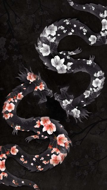 Flower Dragons iPhone Wallpaper HD