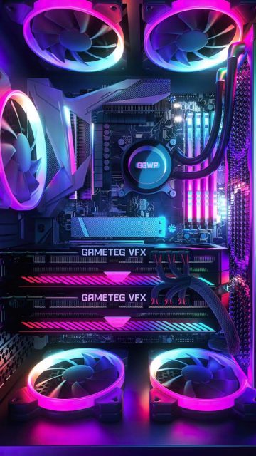 Gaming PC Tech Cooling Neon RGB iPhone Wallpaper HD