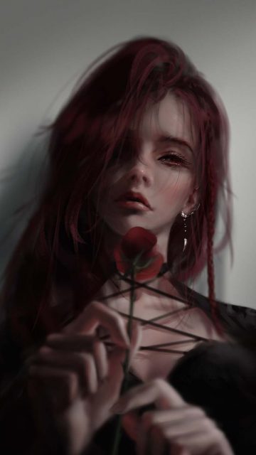 Girl with Rose iPhone Wallpaper HD