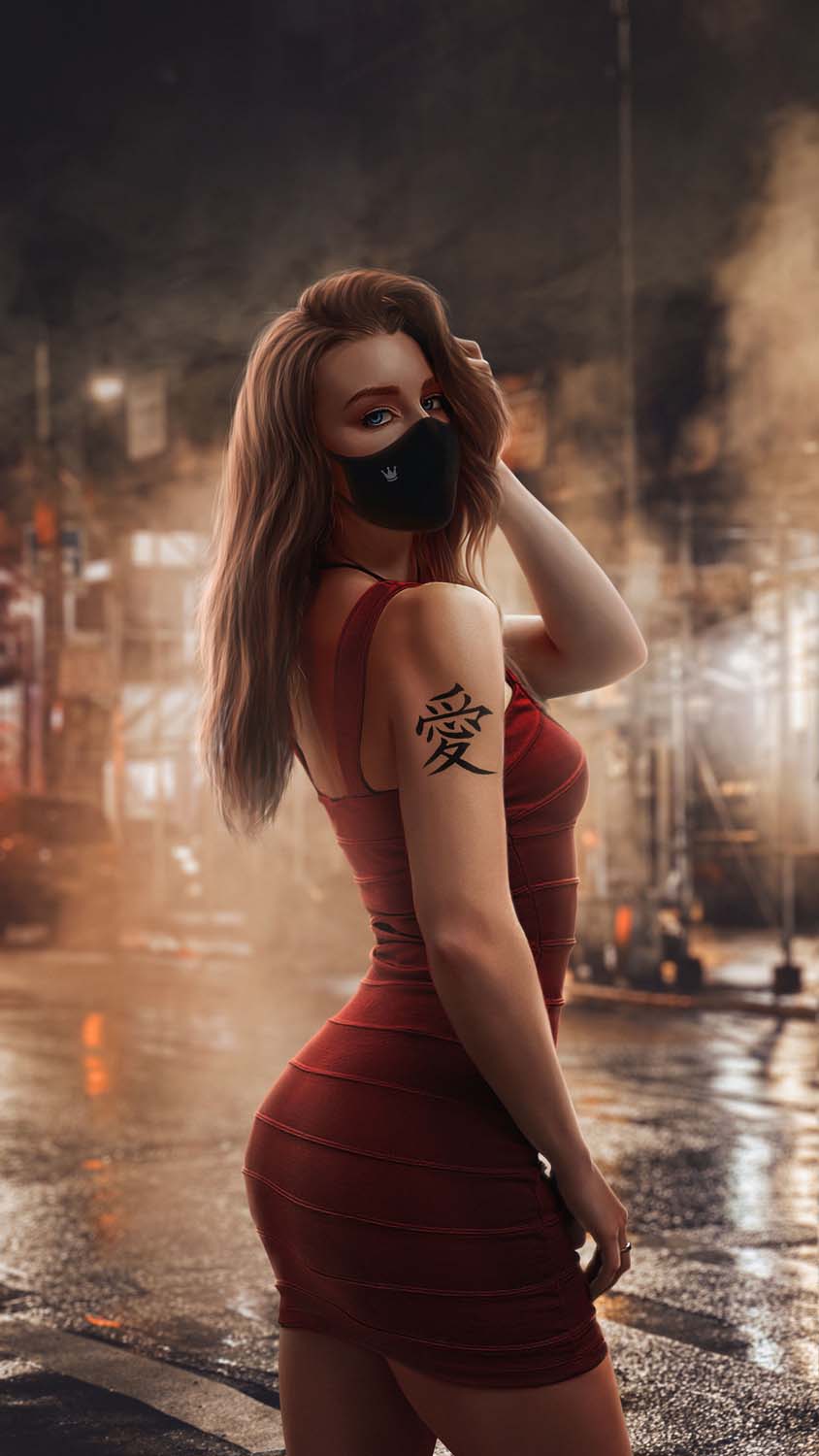 Girl with Tattoo iPhone Wallpaper HD