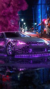 Neon City Sports Car iPhone Wallpaper HD