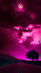 Pink Moon Road iPhone Wallpaper HD
