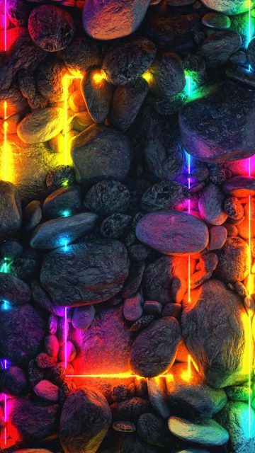 Rock Neon Frame RGB iPhone Wallpaper HD