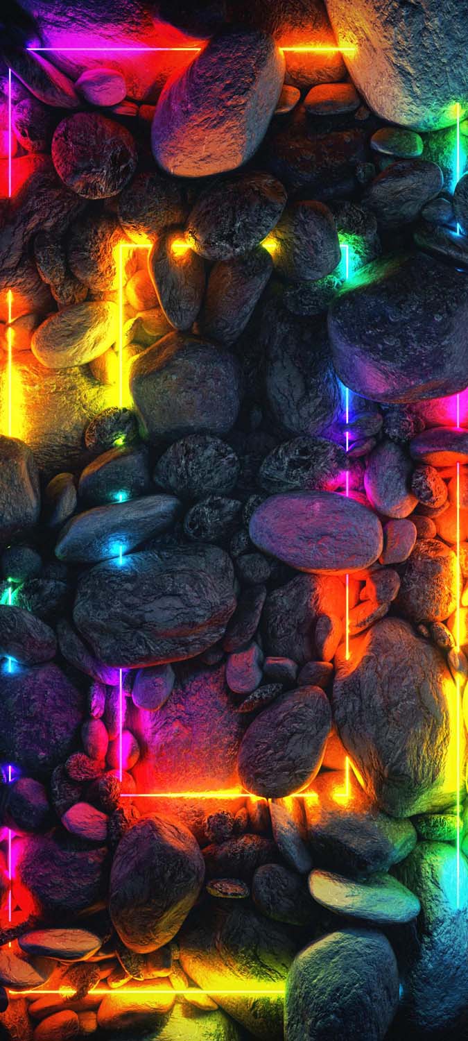 Rock Neon Frame RGB iPhone Wallpaper HD