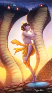 Shree Krishna and Vasuki iPhone Wallpaper HD