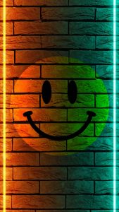 Smily Face Neon Frame iPhone Wallpaper HD