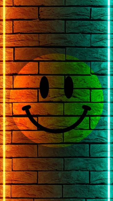 Smily Face Neon Frame iPhone Wallpaper HD