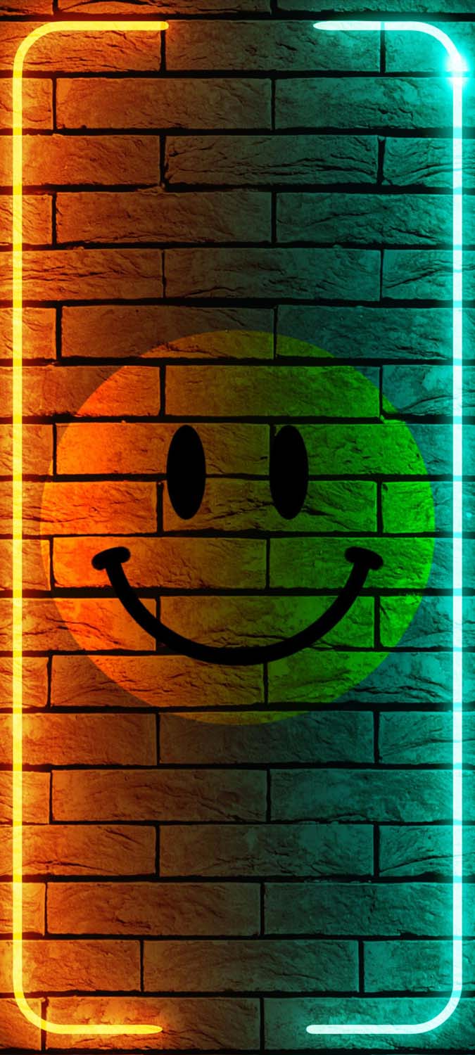 Smily Face Neon Frame iPhone Wallpaper HD
