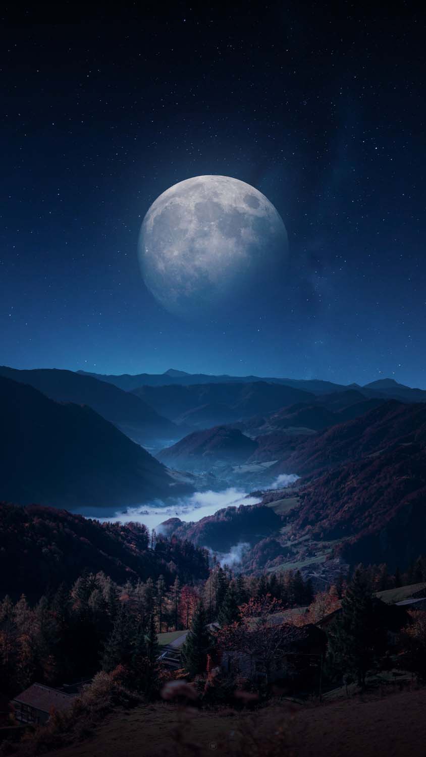 Super Moon Valley iPhone Wallpaper HD