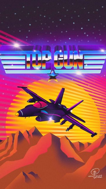 Top Gun Retrowave iPhone Wallpaper HD