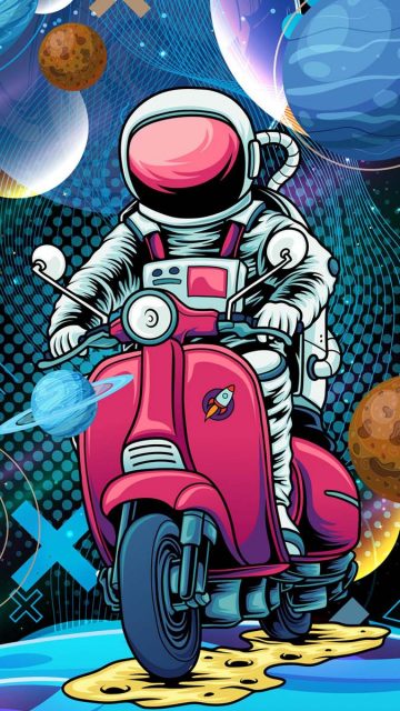 Vespa and Astronaut iPhone Wallpaper HD