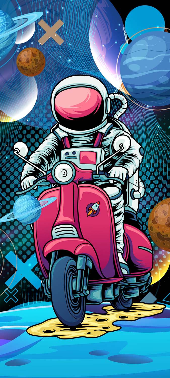 Vespa and Astronaut iPhone Wallpaper HD