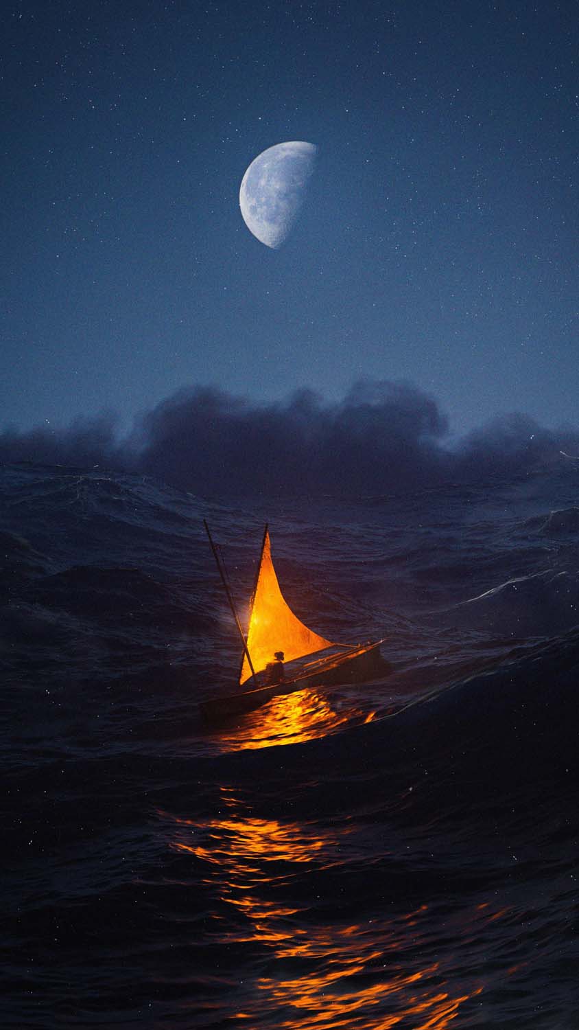 Alone in Sea iPhone Wallpaper HD