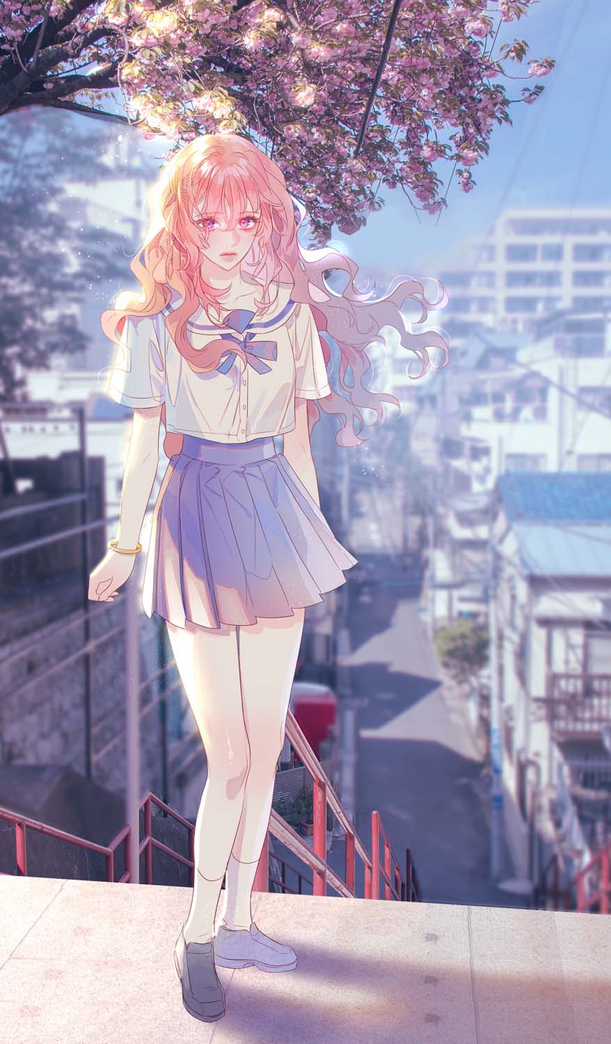 Anime School Girl iPhone Wallpaper HD