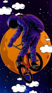 Astronaut Bike Rider iPhone Wallpaper HD