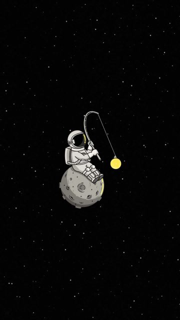 Astronaut Fishing iPhone Wallpaper HD