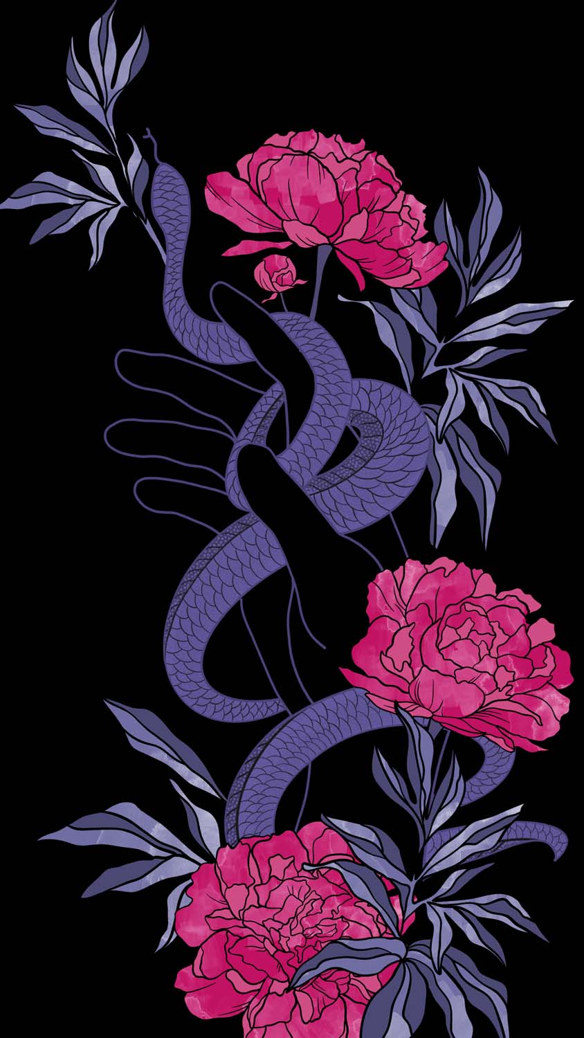 Flower Snake Art iPhone Wallpaper HD