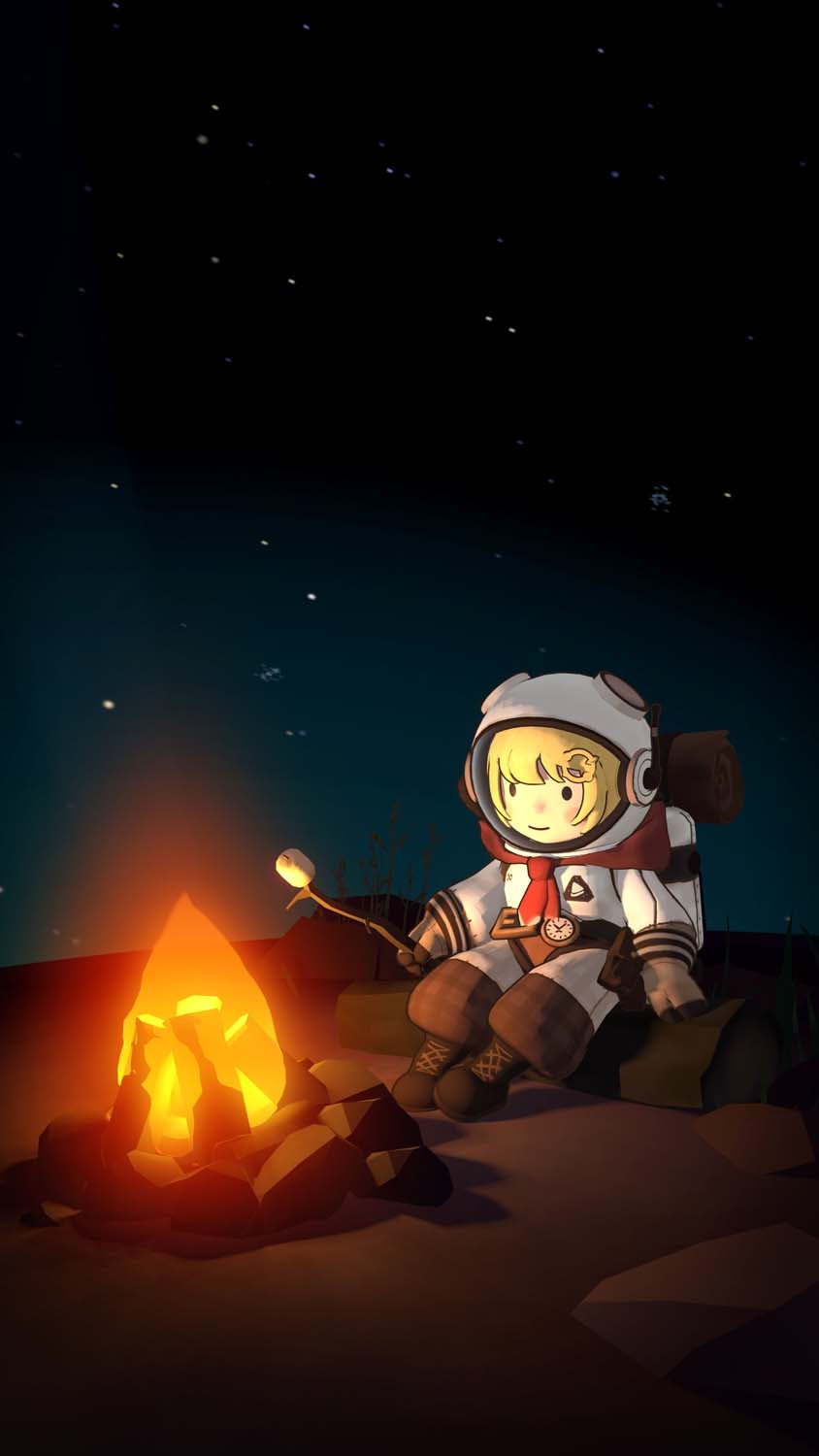 Little Astronaut Camp Fire iPhone Wallpaper HD