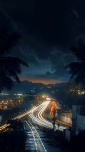 Long Exposure Light Cloudy Night iPhone Wallpaper HD