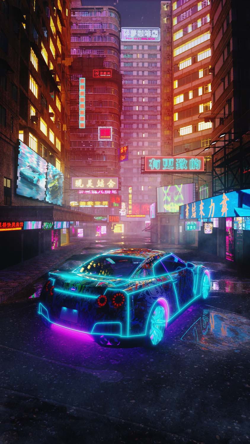 Nissan GTR Neon iPhone Wallpaper HD