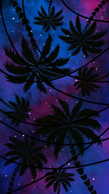Palm Trees Starry Sky iPhone Wallpaper HD
