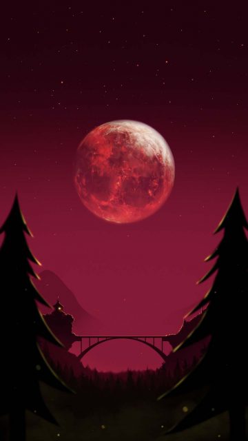 Red Night Moon iPhone Wallpaper HD