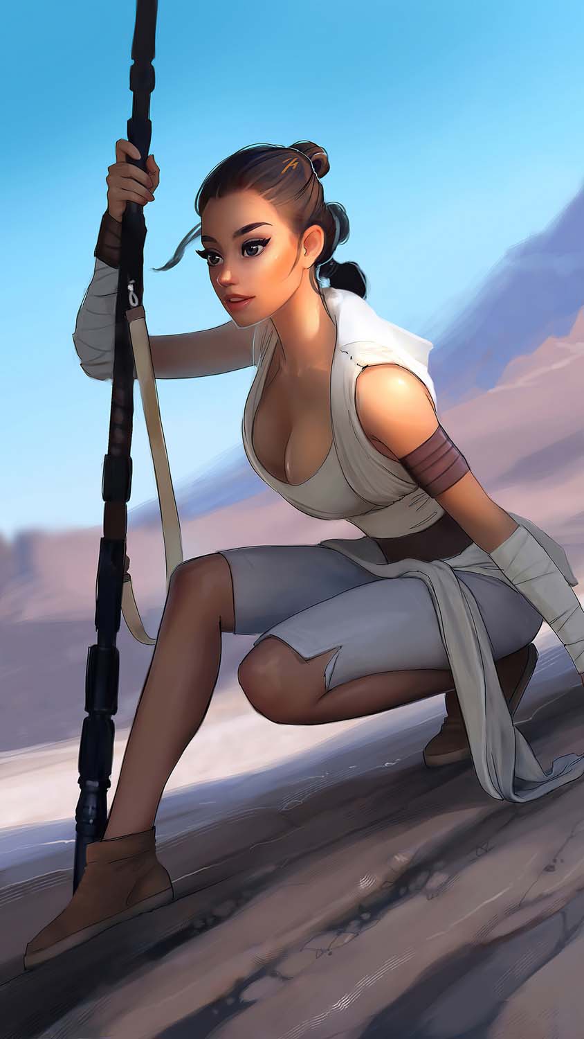 Rey Star Wars illustrator iPhone Wallpaper HD