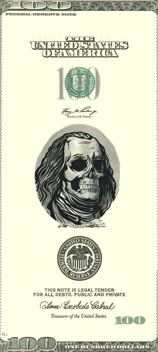 Skull Franklin Dollars iPhone Wallpaper HD