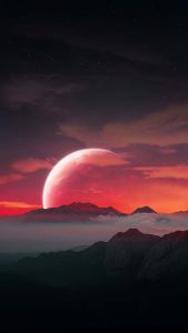 Space Mountains Moonrise iPhone Wallpaper HD