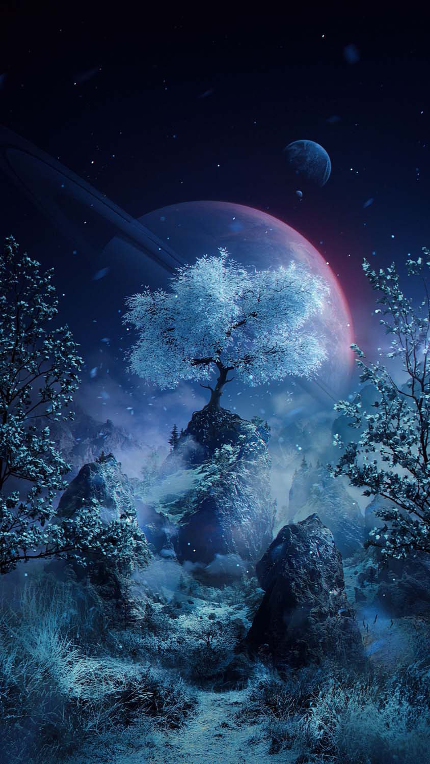 Space Tree 4K iPhone Wallpaper HD