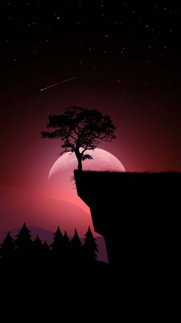 Tree Over Mountain iPhone Wallpaper HD