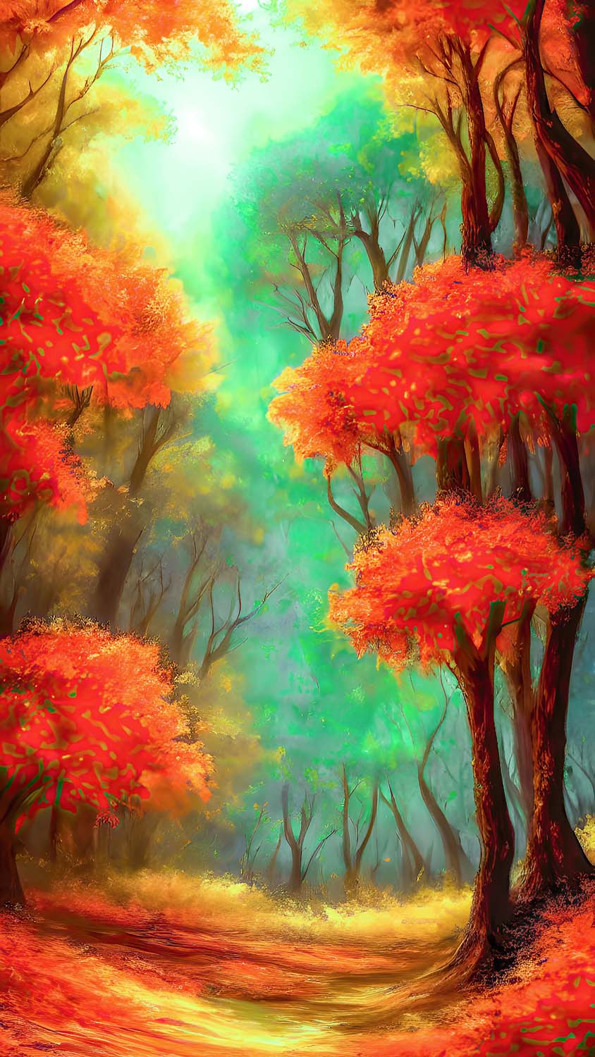 Autumn Forest Art Painting IPhone Wallpaper HD - IPhone Wallpapers : iPhone  Wallpapers