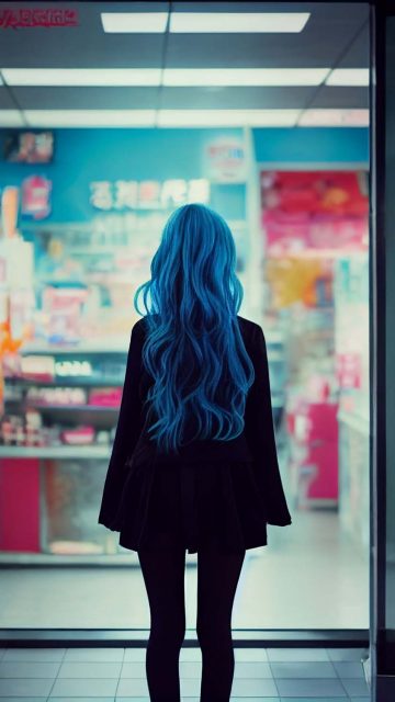 Blue Hairs Girl iPhone Wallpaper HD