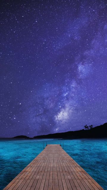 Blue Water Starry Sky iPhone Wallpaper HD