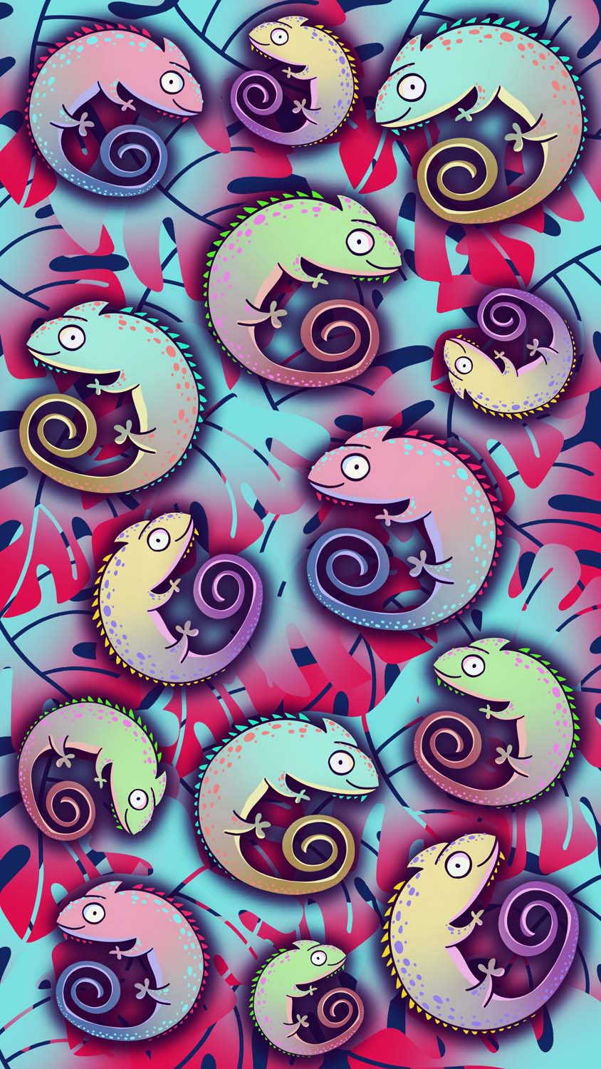 Chameleons Art iPhone Wallpaper HD
