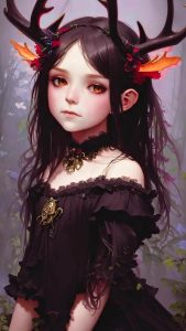 Cute Girl Antlers iPhone Wallpaper HD