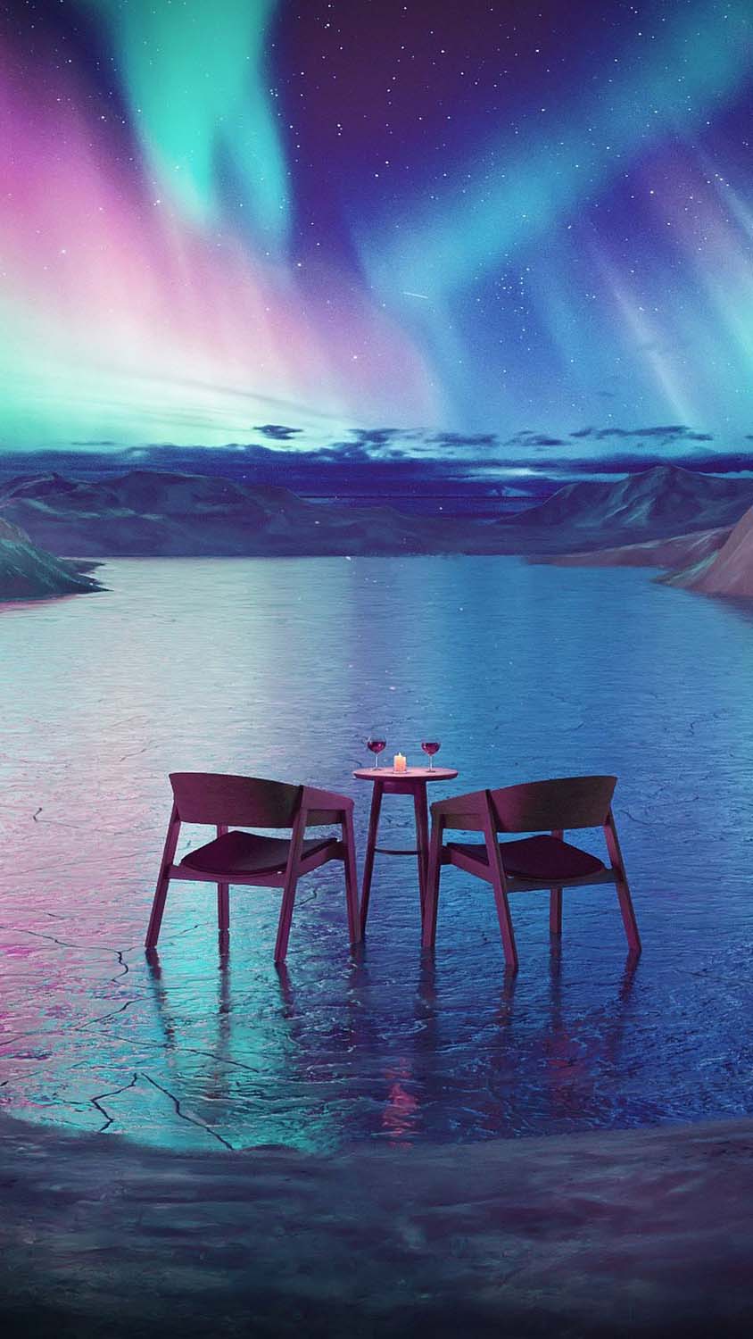 Date Night with Northern Lights iPhone Wallpaper HD