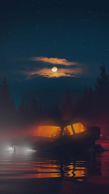 Drowning Car iPhone Wallpaper HD