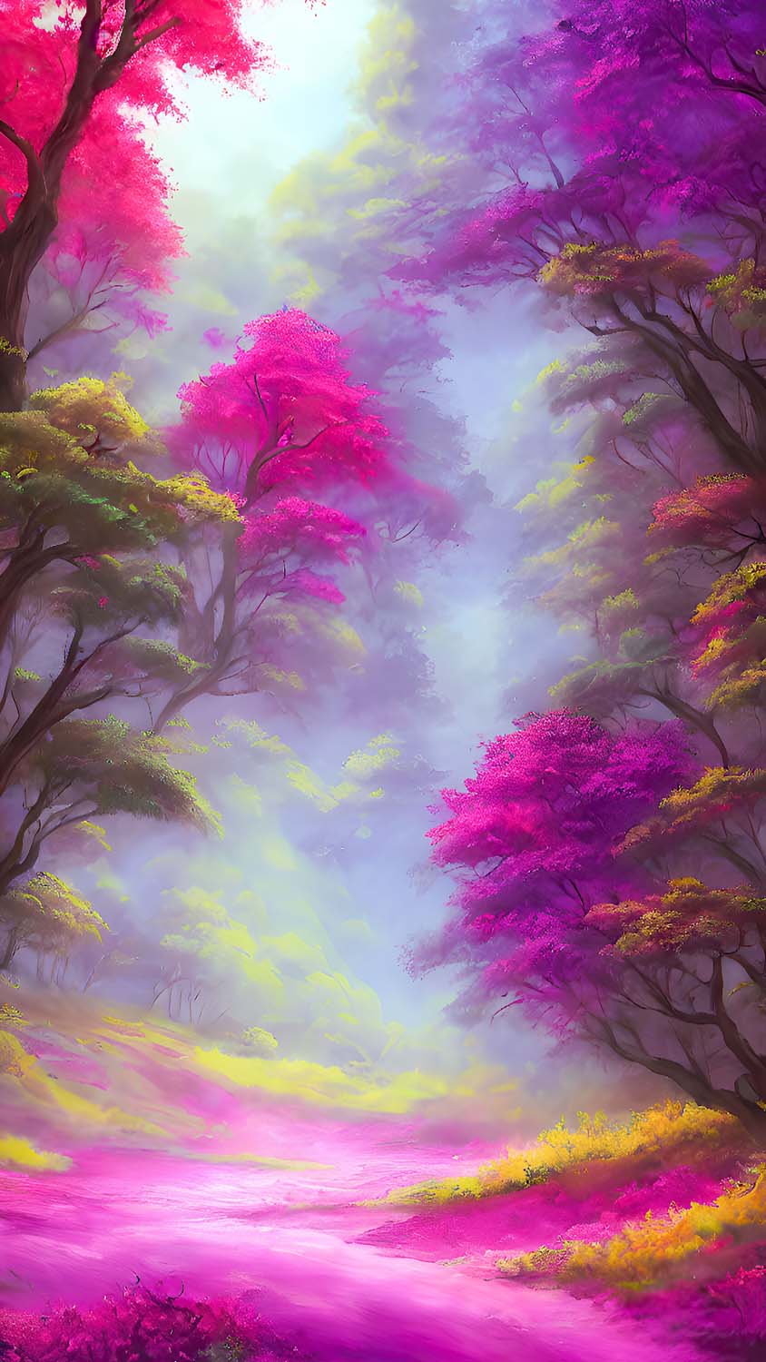 Forest Scenery Painting iPhone Wallpaper HD