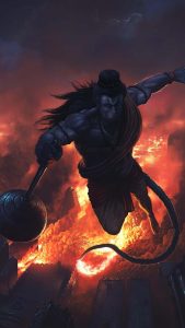 God Hanuman Lanka Burning iPhone Wallpaper HD