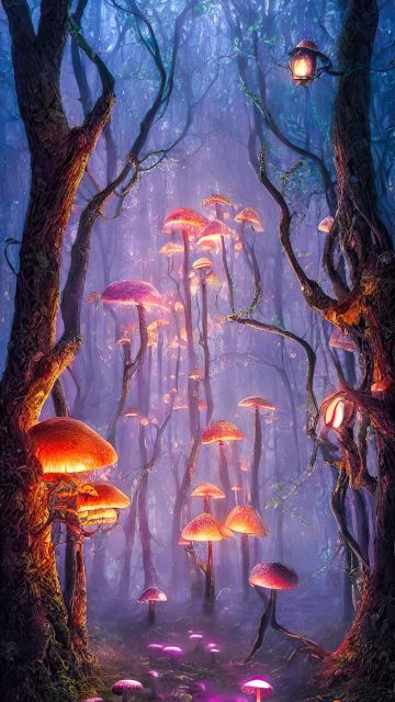 Magical Mushroom Forest iPhone Wallpaper HD