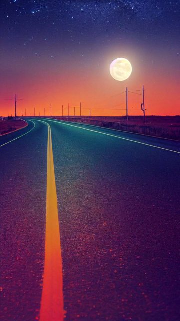 Moon Light Road iPhone Wallpaper HD