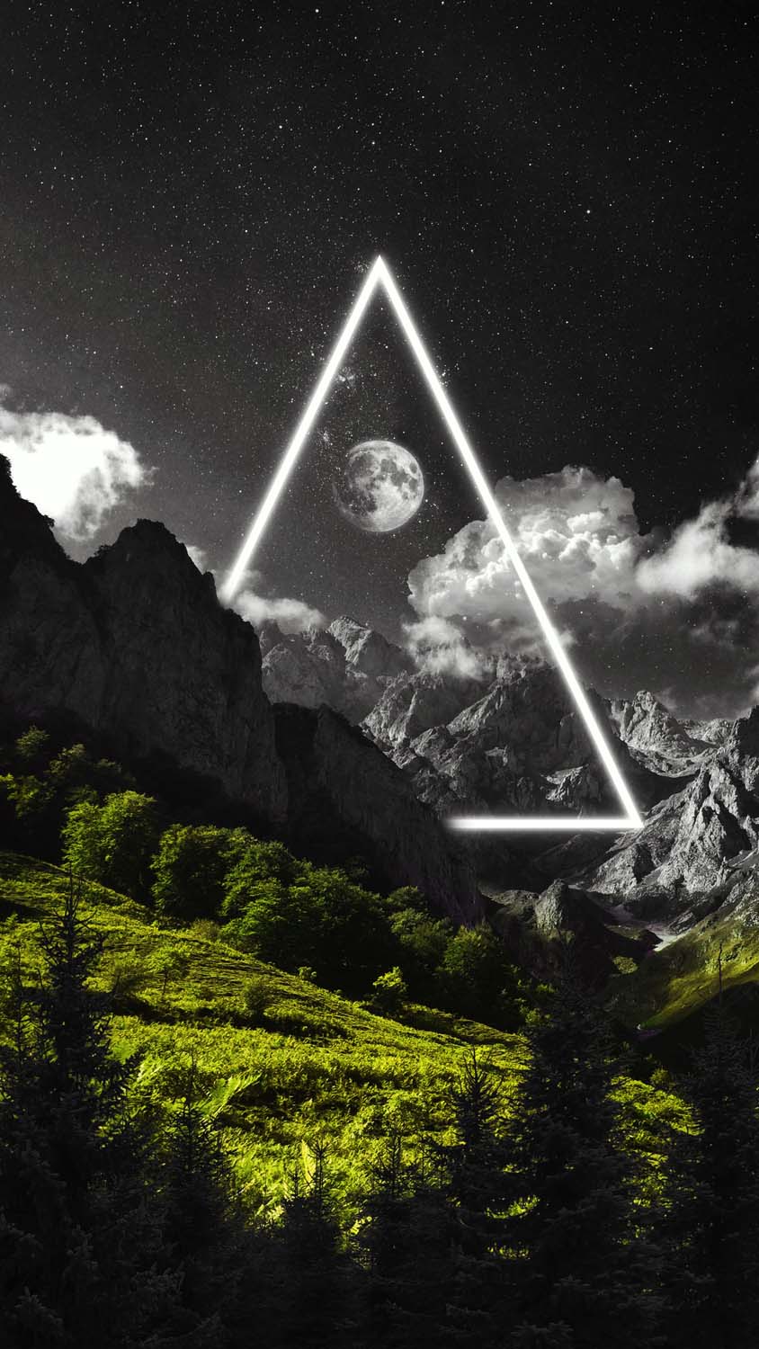Moon Triangle Mountain iPhone Wallpaper HD